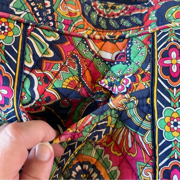 Vera Bradley Venetian Paisley Purse Bag Tote Navy Blue Orange Wristlet Wallet - Picture 5 of 15